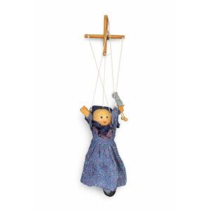 Vintage Handcrafted Marionette Puppet  Folk Art Doll · Hand-Painted